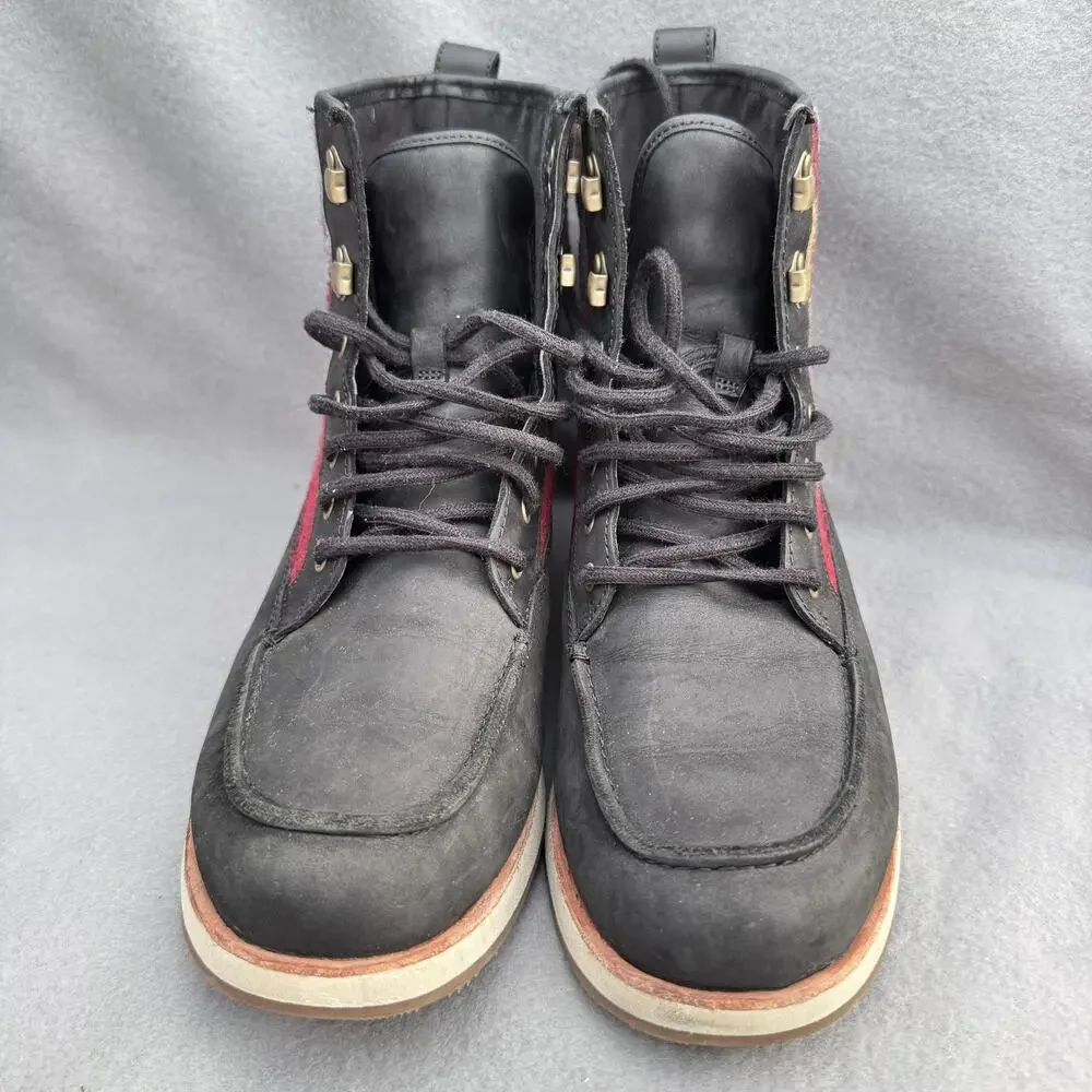 Merrell‎ Boots Womens Size 8 Black Red Aztec Knit Lace Up Ankle Moc Toe J001964